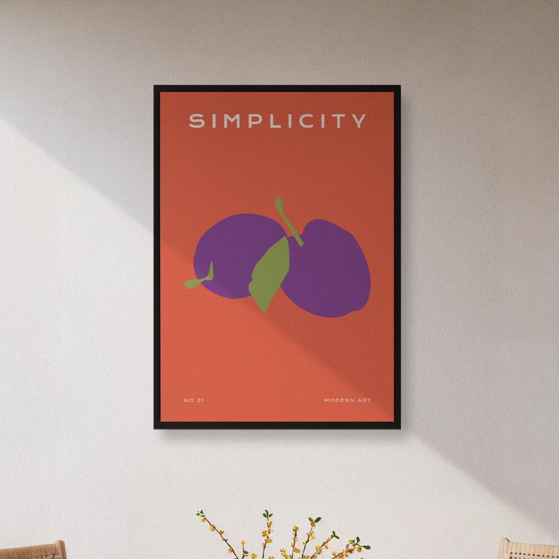 Simplicity Modern Purple Plum Fruit Bold Color Block Art Poster