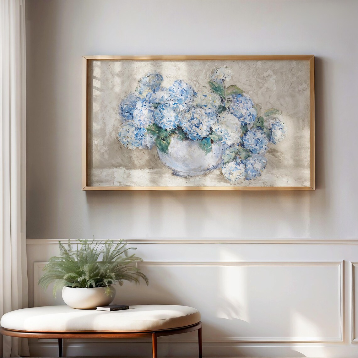 Blue Hydrangeas Still Life, Coastal Floral Art Print - Image 4
