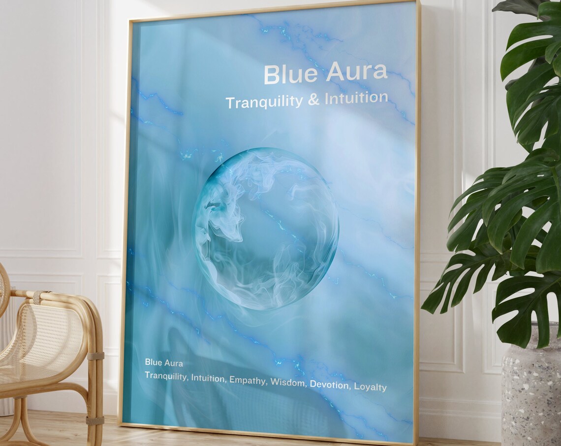 Blue Aura Tranquility and Intuition Spiritual Affirmation Poster - Image 2