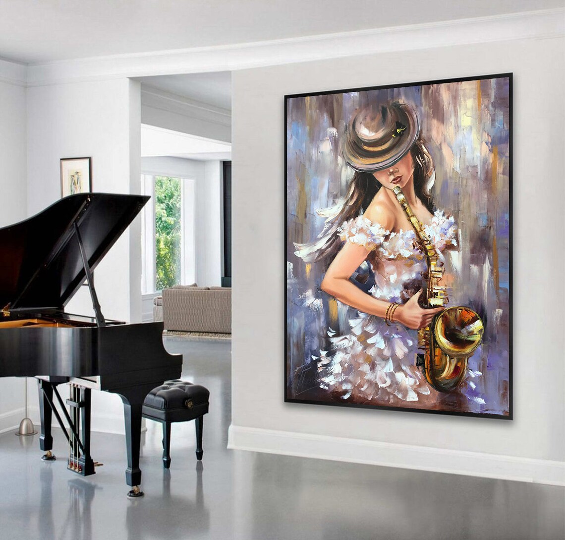 Abstract Saxophone Jazz Woman, Musician Art Print - Image 2