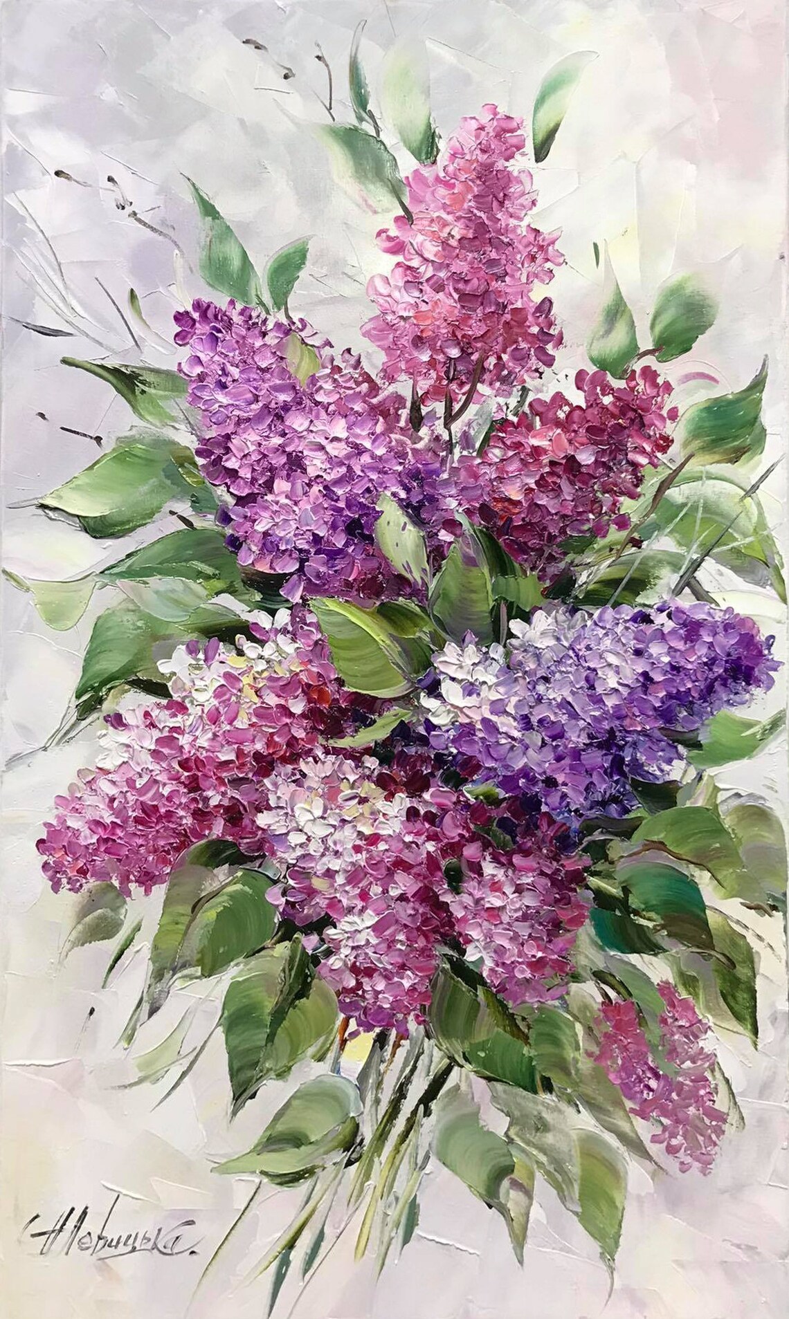 Lilac Oil Painting, Floral Kitchen Decor Art Print