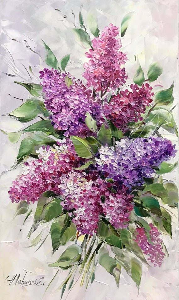 Lilac Oil Painting, Floral Kitchen Decor Art Print