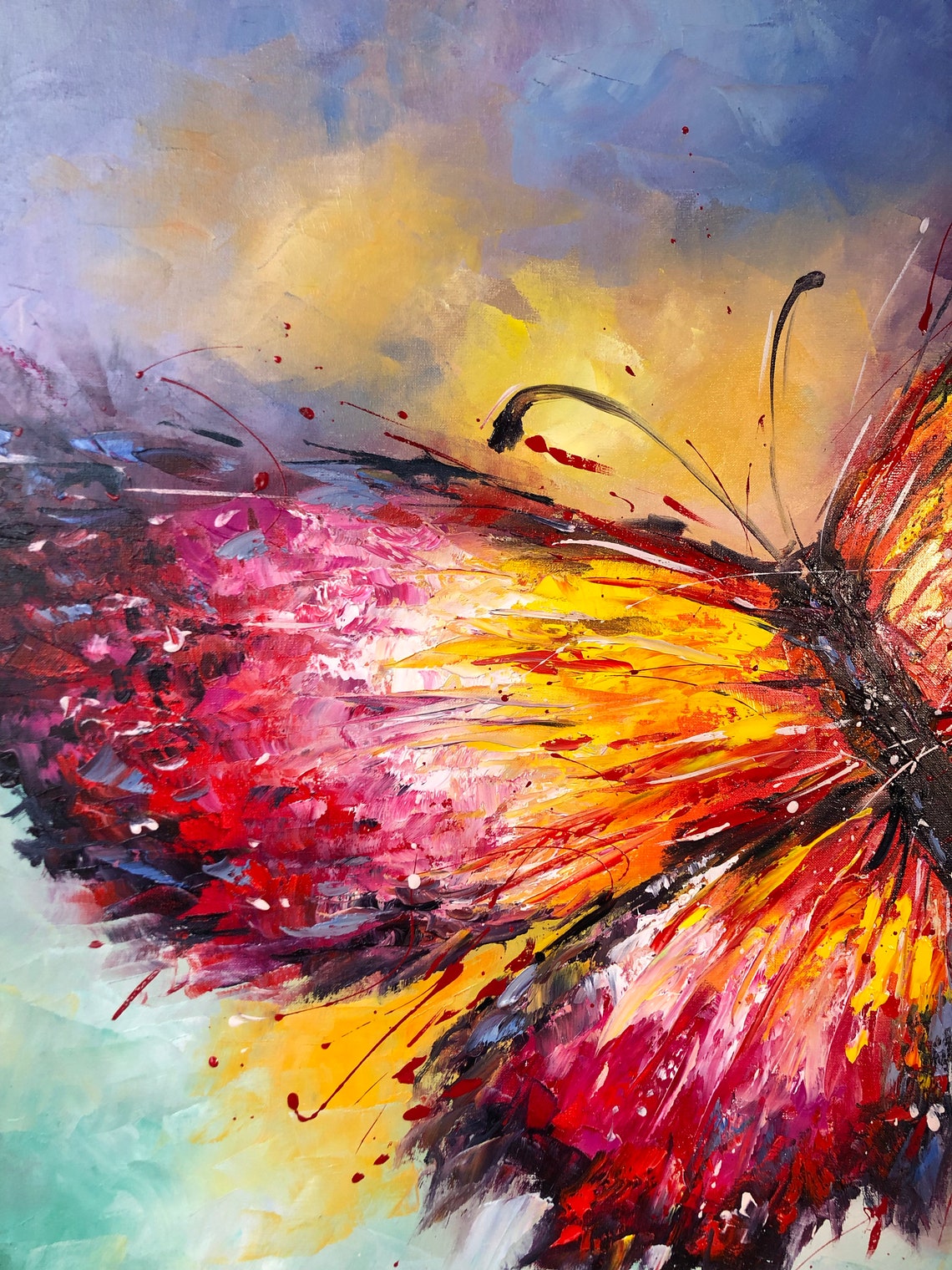 Colorful Abstract Butterfly Pastel Background Framed Wall Art Poster - Image 2