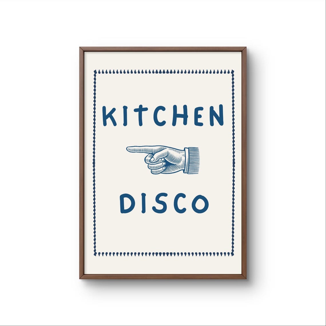 Kitchen Disco Navy Hand Drawn Typography Fun Retro Kitchen Wall Poster