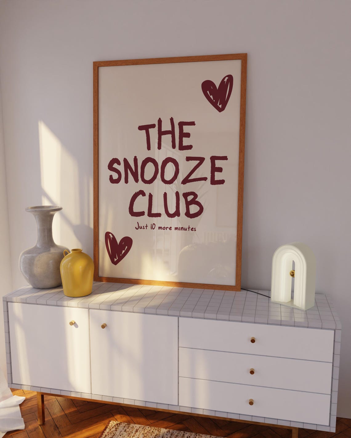The Snooze Club Wall Art Cute Bedroom Decor Burgundy Stay In Bed Print Cute Wall Art For Dorm Decor Girls Burgundy Poster - Image 6