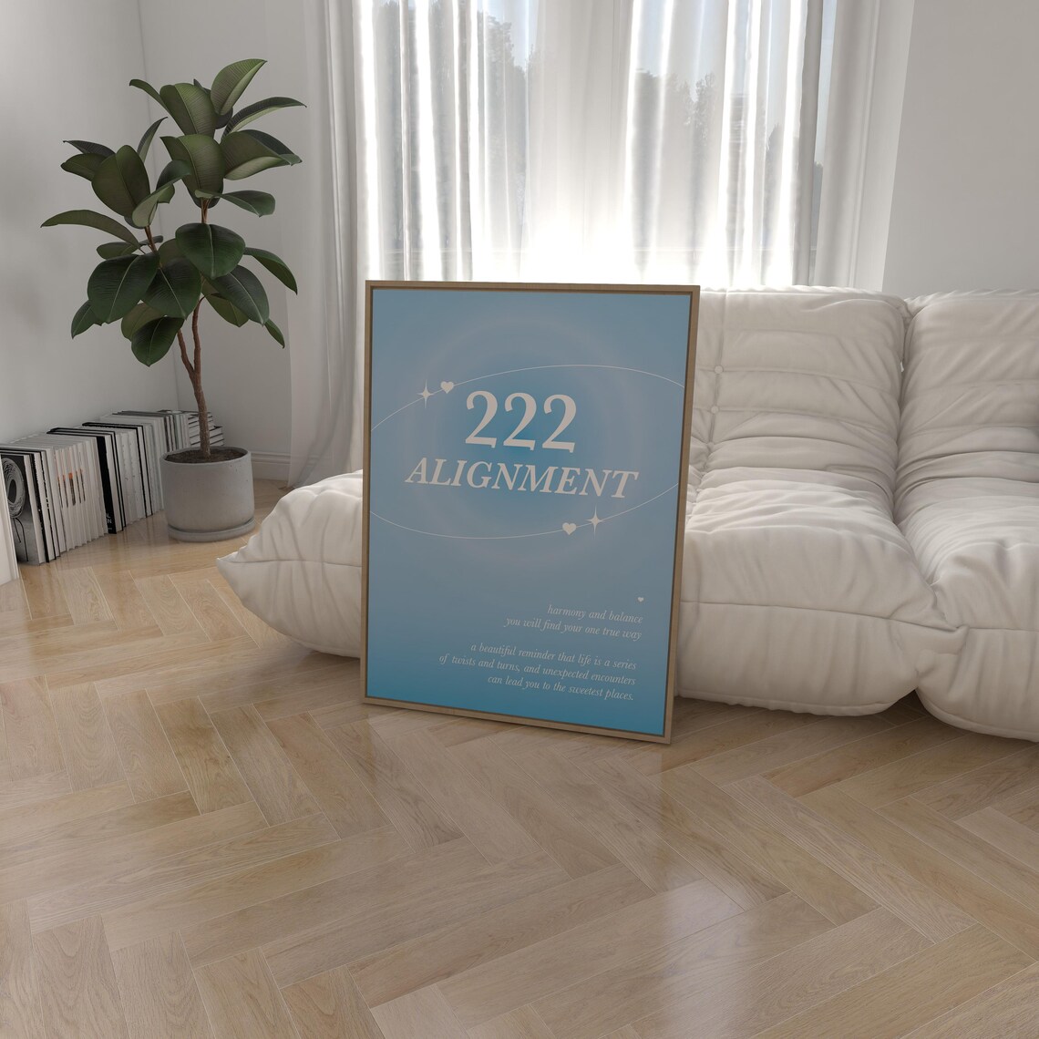 222 Angel Number Blue Aura Alignment Spiritual Positive Quote Poster - Image 5