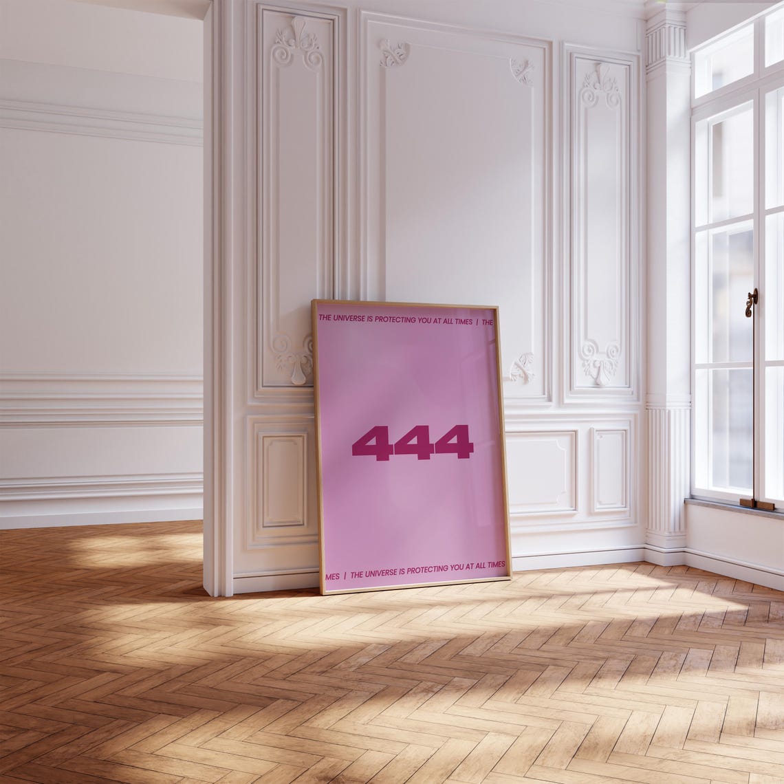 Dark Pink 444 Angel Number Universe Protection Affirmation Aura Poster - Image 4