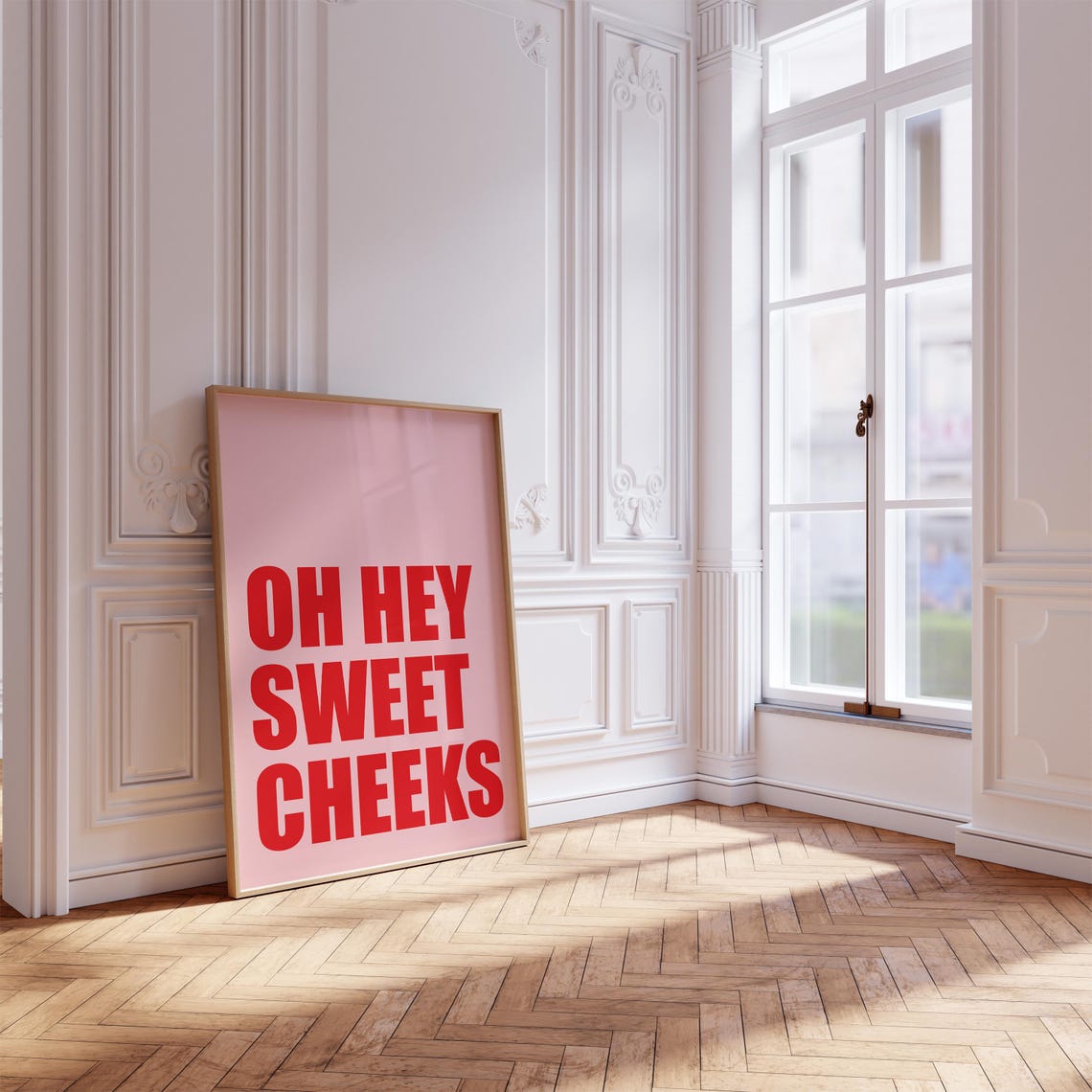 Oh Hey Sweet Cheeks Red Pink Funny Bathroom Wall Art Posters - Image 4