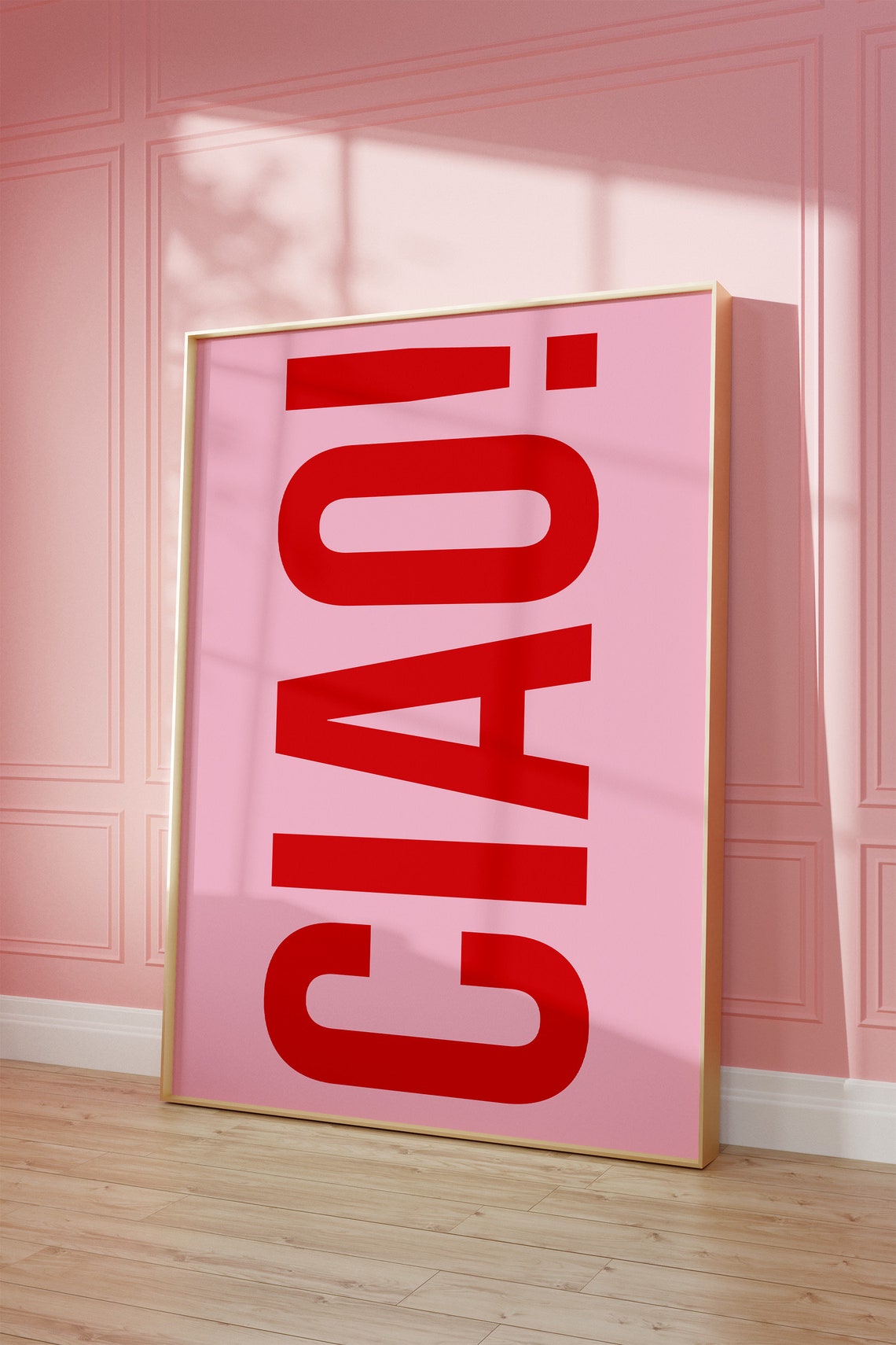Ciao Bold Red Italian Greeting Pink Minimalist Typography Poster