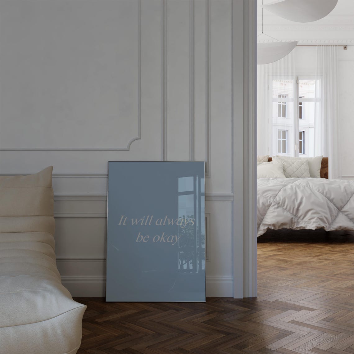 It Will Always Be Okay Dusty Blue Minimal Calming Reassurance Poster - Image 3