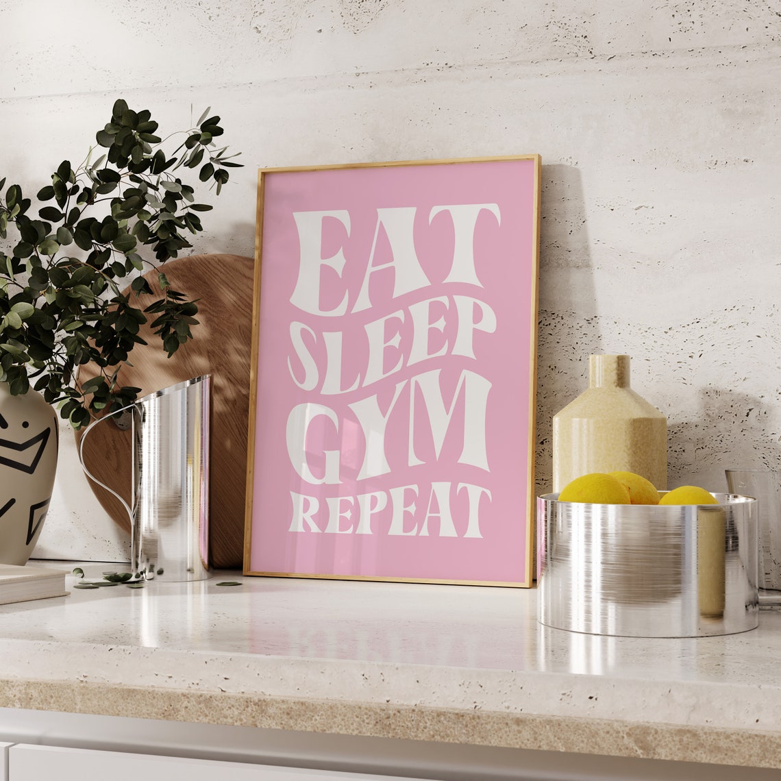 Eat Sleep Gym Repeat Poster Girls Gym Print Pink Gym Girl Wall Art Pink Gym Girl Room Decor Pink Trendy Gym Girl Poster Pink Gym Girl Gift - Image 4