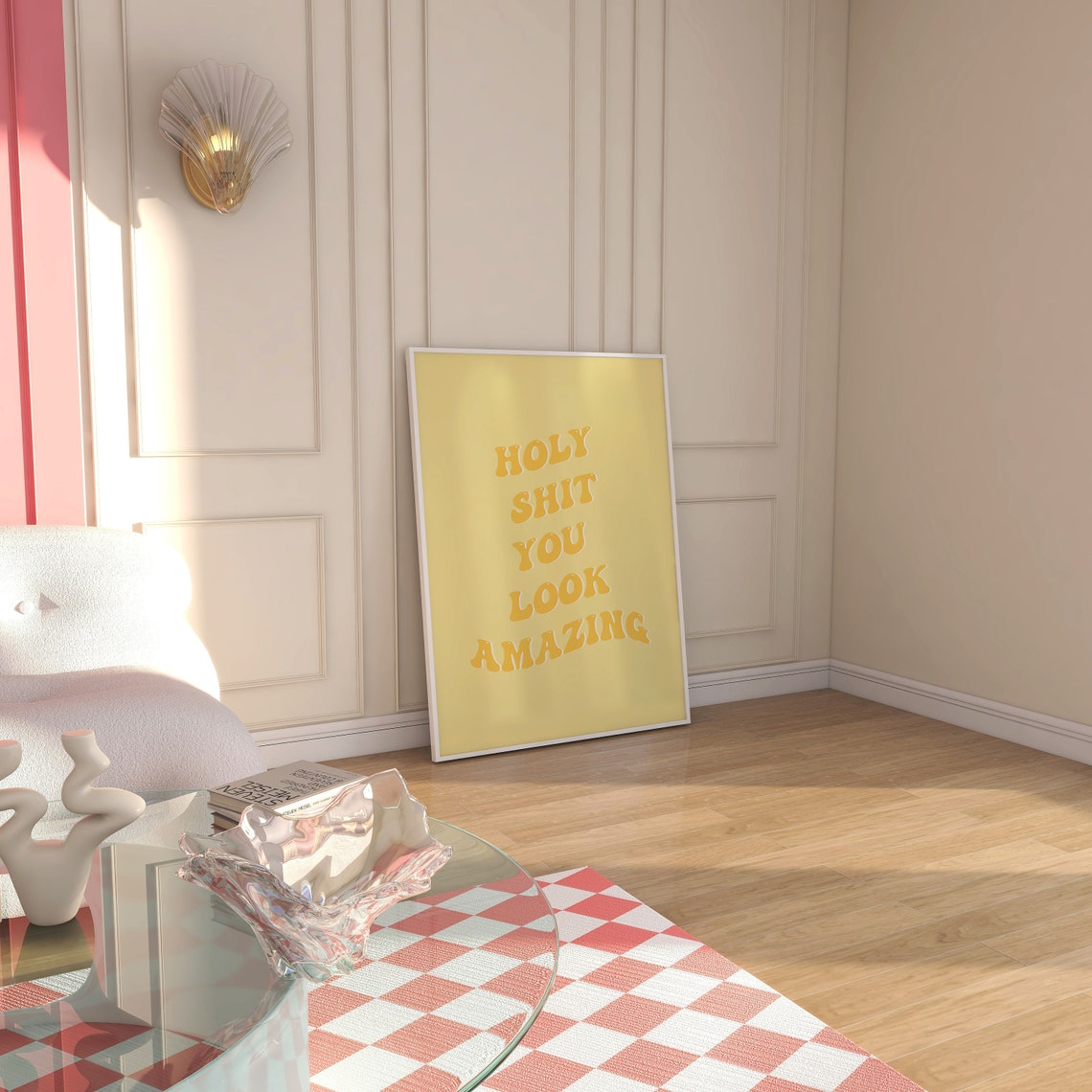 You Look Amazing Yellow Wall Print Trendy Yellow Wall Art Groovy Quote Yellow Poster Yellow Quote Print Yellow Bedroom Print - Image 4
