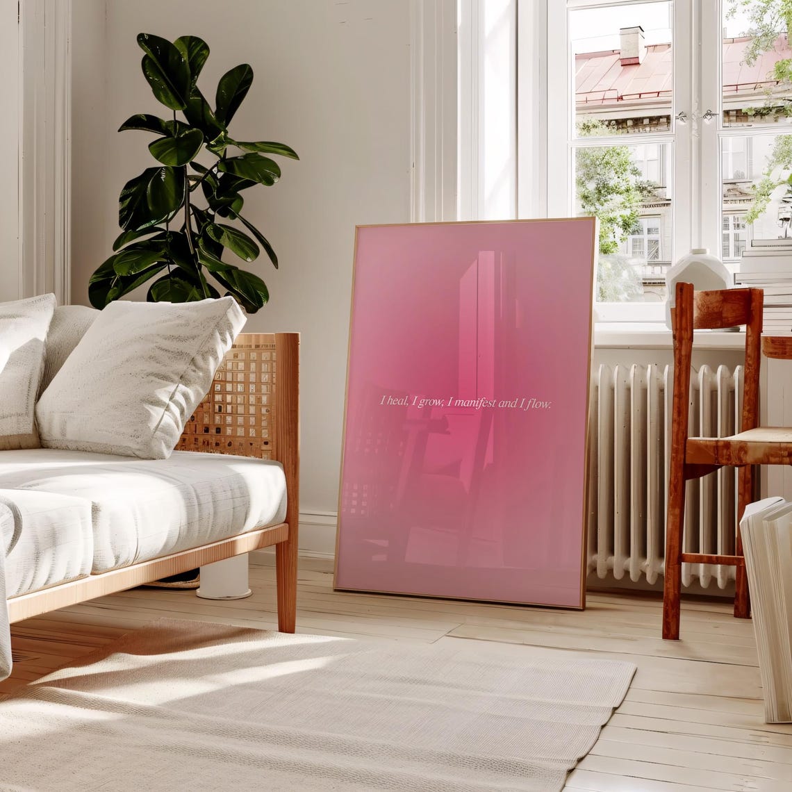 I Heal I Grow I Manifest And I Flow Pink Aura Gradient Wall Poster - Image 3