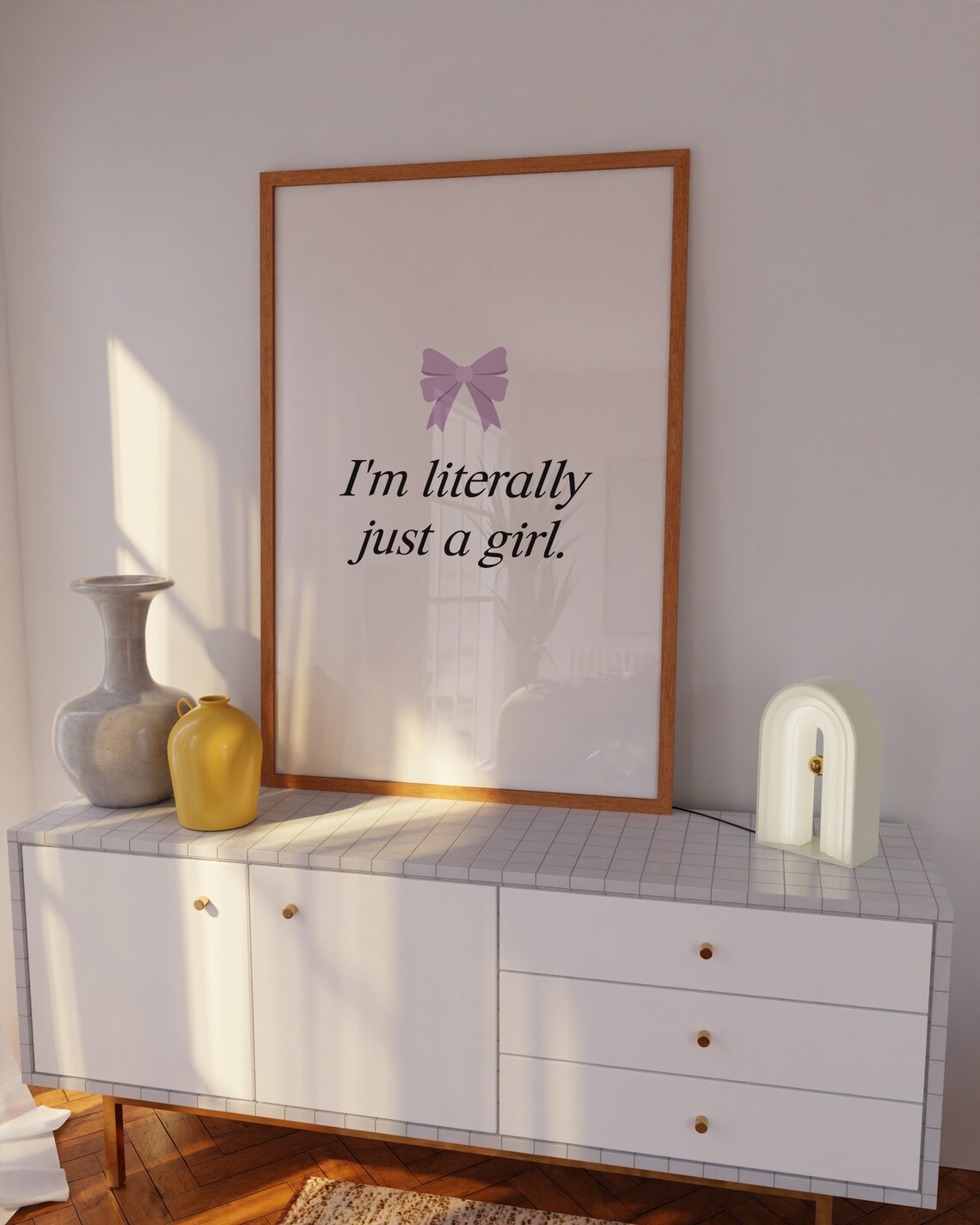 Im Literally Just A Girl, Coquette Purple Bow Art Print - Image 4