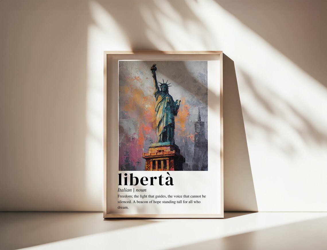 Libertà Italian Word Art Statue of Liberty Freedom Definition Poster