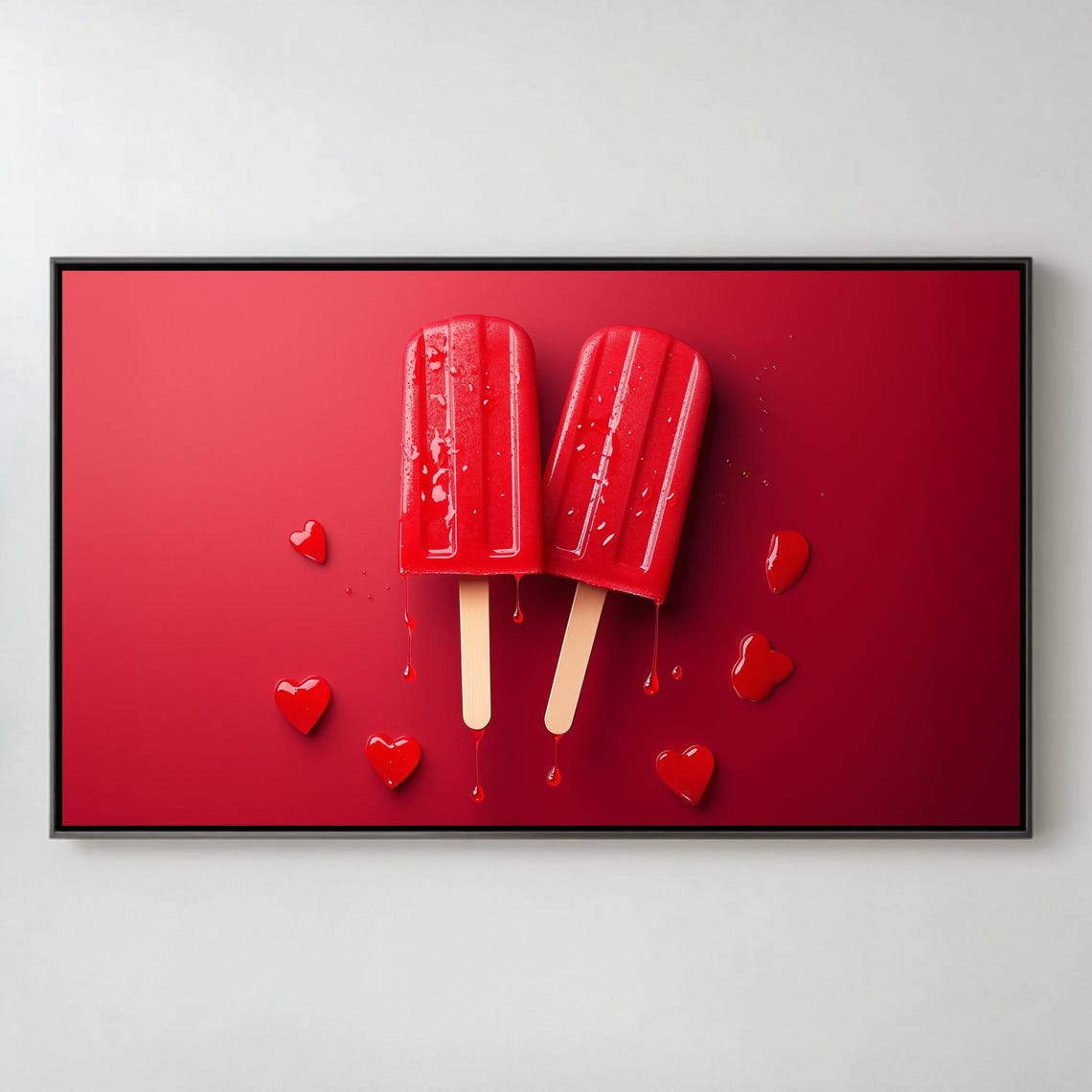 Red Heart Popsicles Flat Lay Valentines Day Dessert Art TV Poster