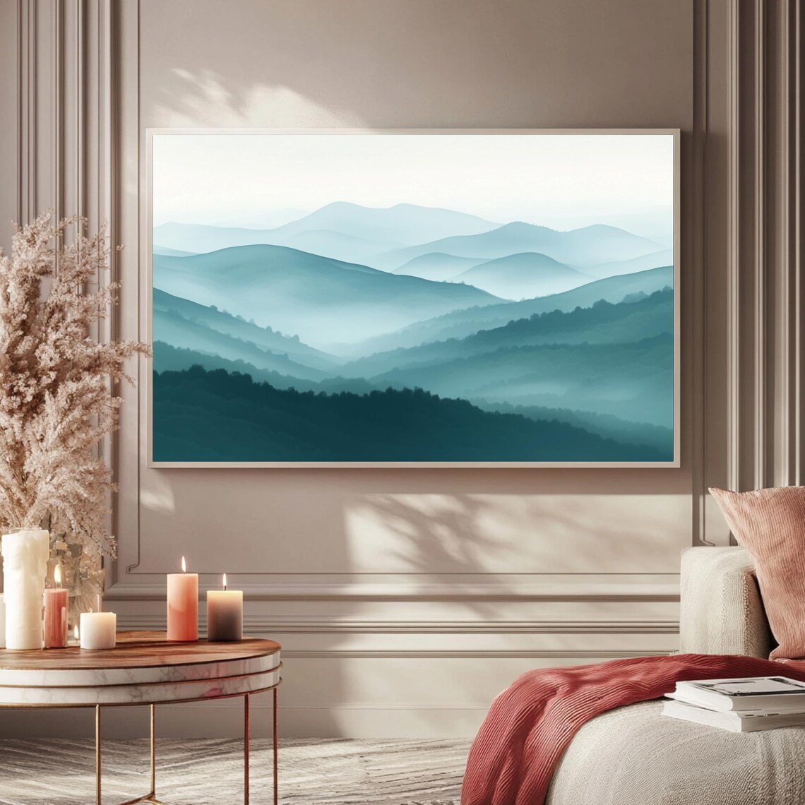 Neutral Misty Mountains Minimal Watercolor Landscape TV Poster - Image 5