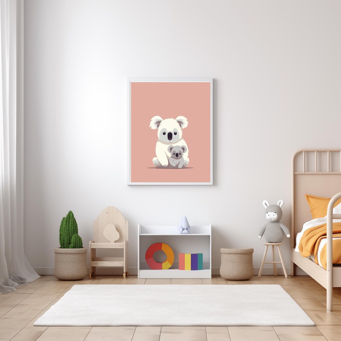 Mommy And Baby Koala Hugging Soft Pink Nursery Wall Art Poster - Image 5