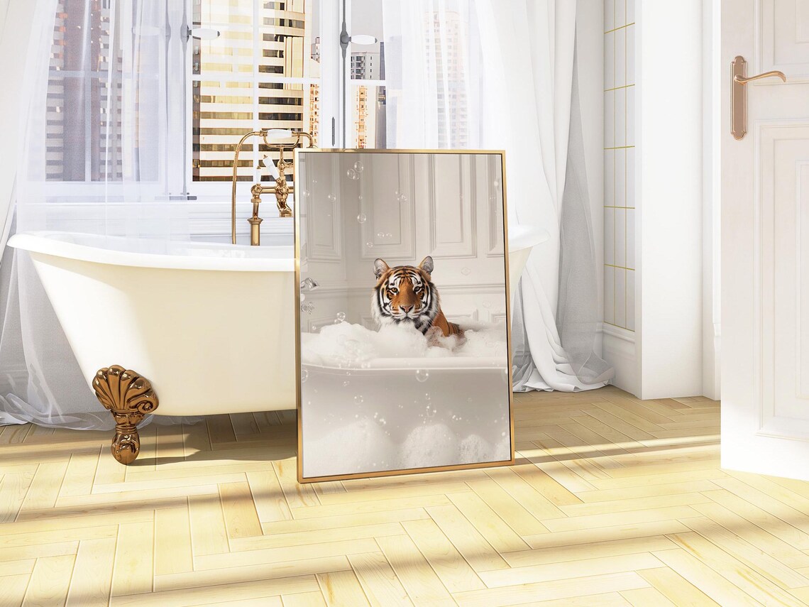 Tiger In Bathtub Bathroom Decor Poster Print - Image 4