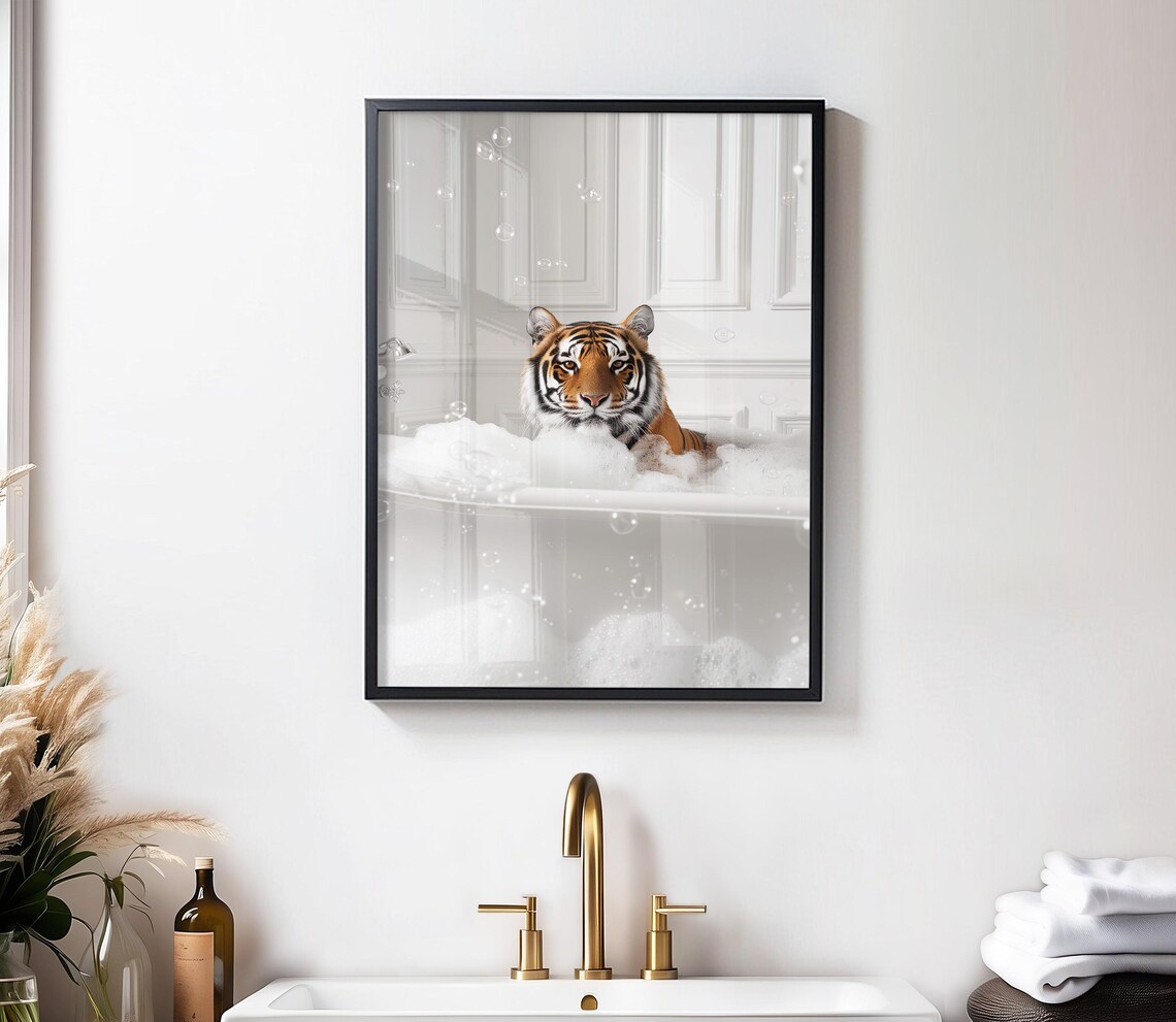Tiger In Bathtub Bathroom Decor Poster Print - Image 3
