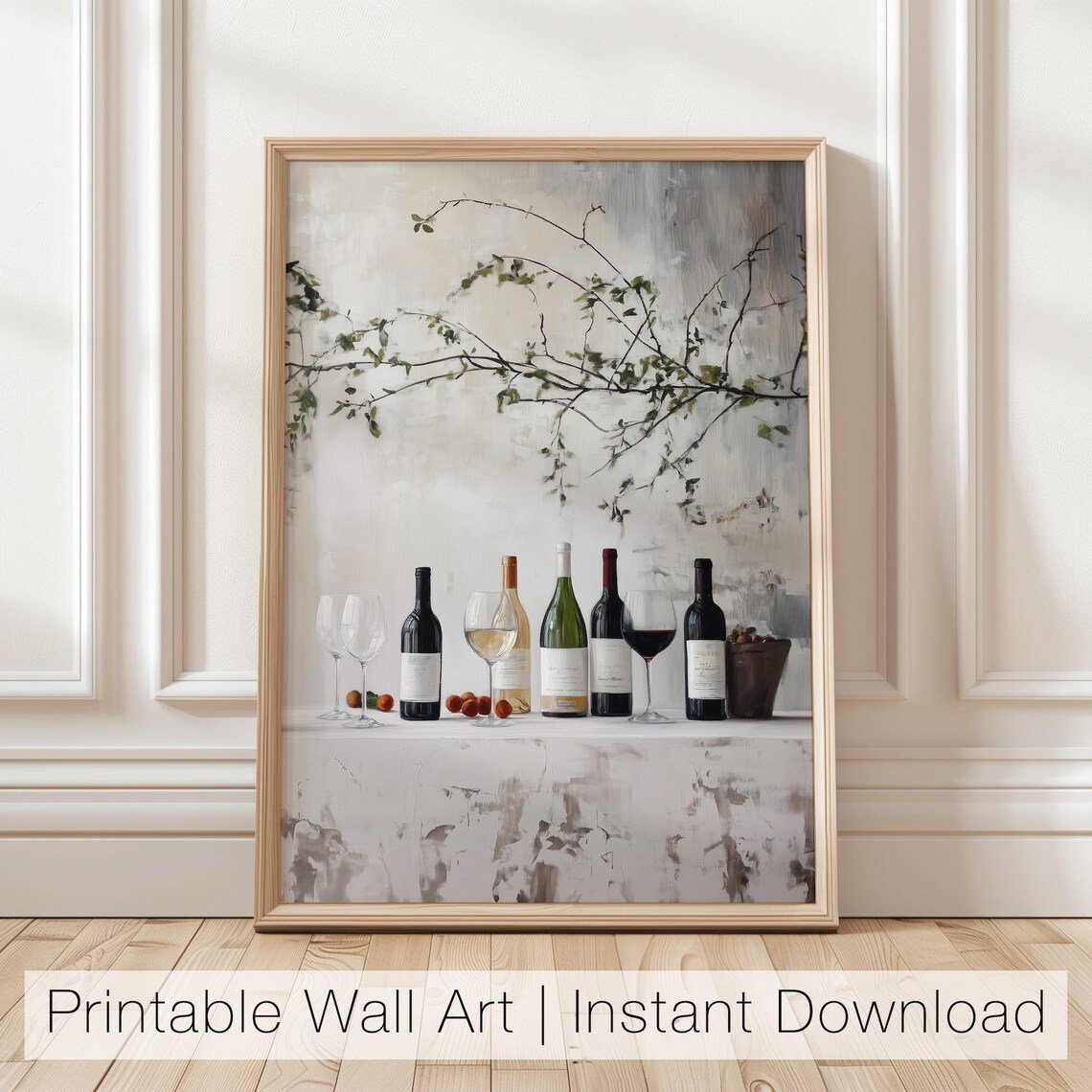 Wine Bottles Still Life Kitchen Bar Decor Painting Gift Poster