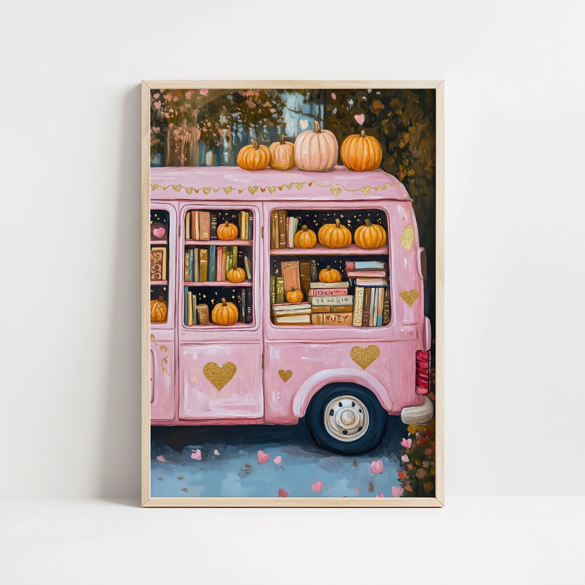 Pumpkin And Books Fall Art Print, Bookish Autumn Decor - Image 3