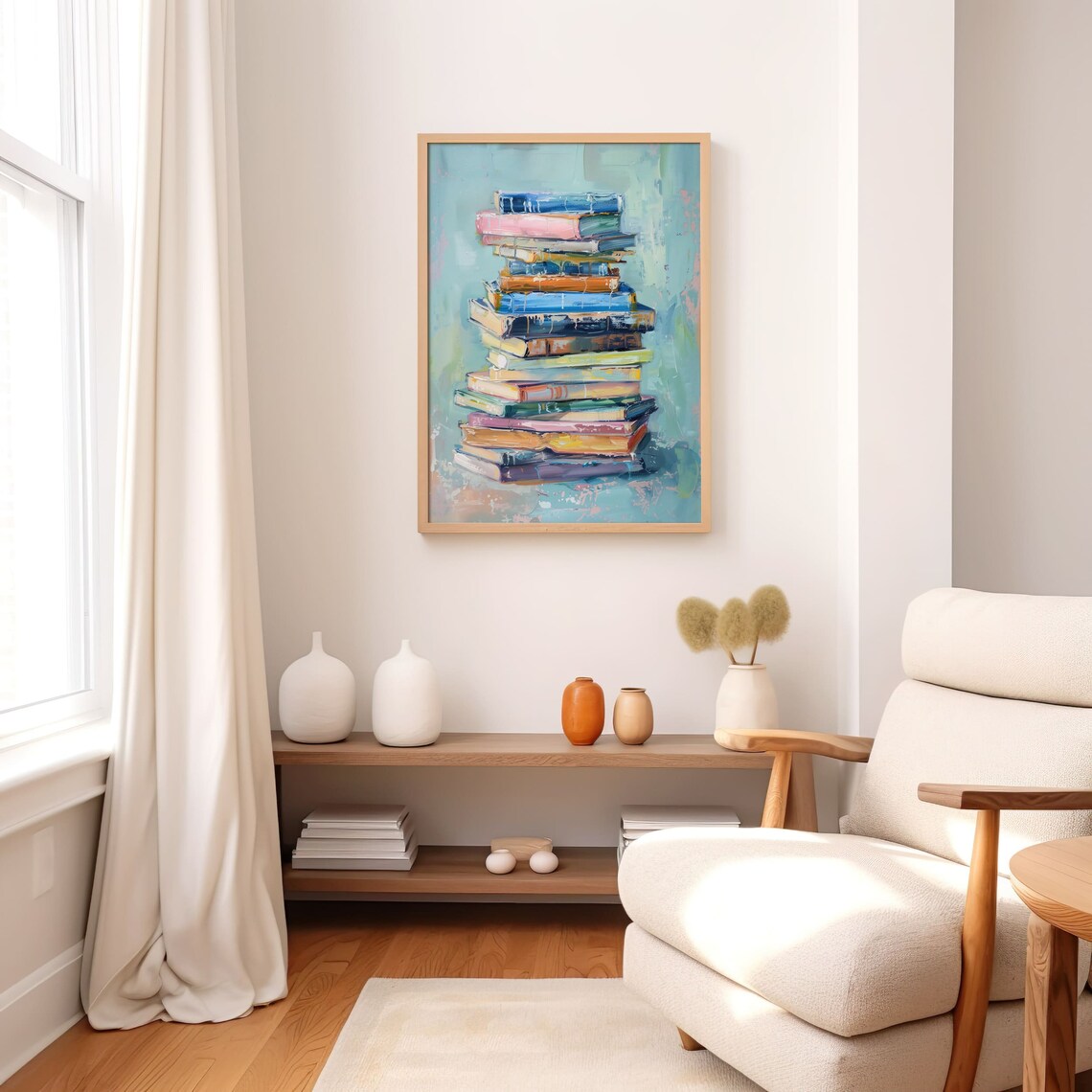 Book Lover Art Print, Modern Bookshelf Decor - Image 7