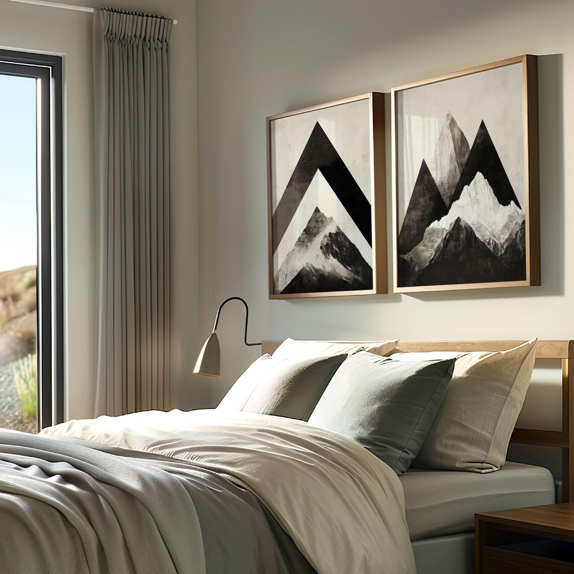 Modern Mountain Art Print, Minimalist Geometric Mountains - Image 4