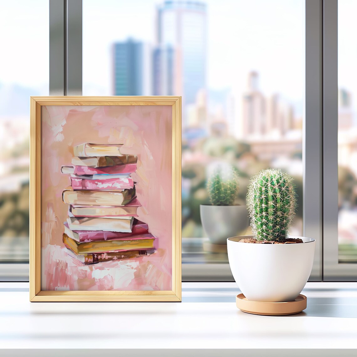 Pastel Book Stack Art Print, Reading Decor - Image 3