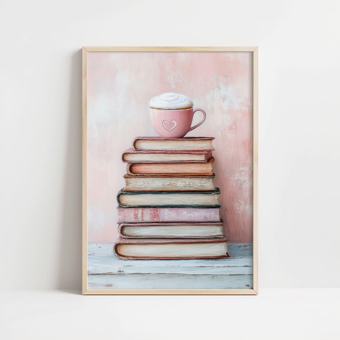 Pink Coffee Cup on Stack of Books Shabby Chic Reading Nook Poster - Image 8
