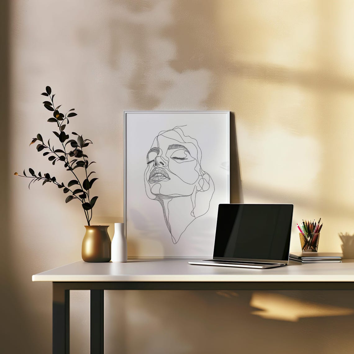 Minimalist Line Art Portrait Abstract Female Face Printable Modern Wall Art Black And White Print Contemporary Art Decor - Image 4