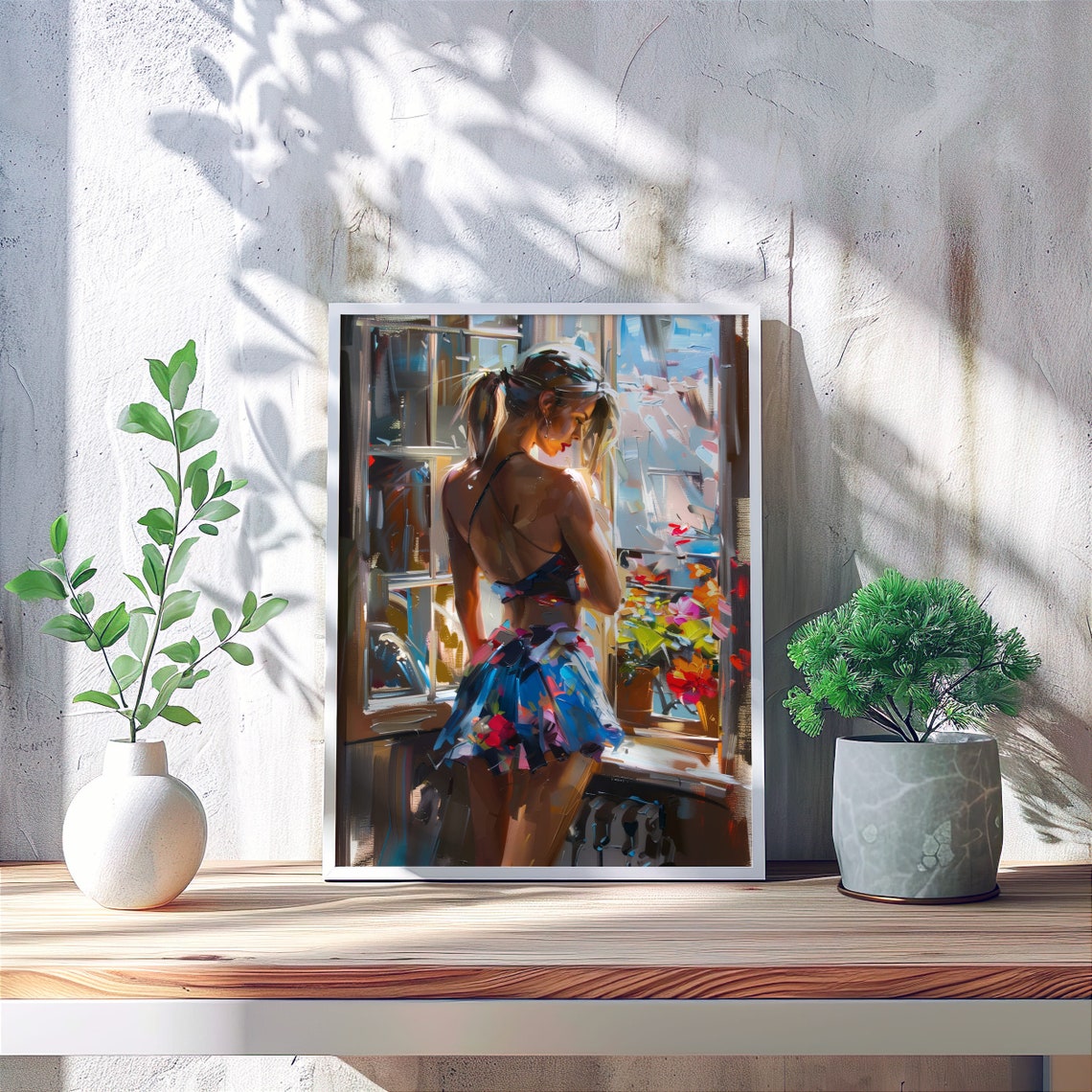 Woman by Sunlit Window Colorful Impressionist Painting Art Poster - Image 5