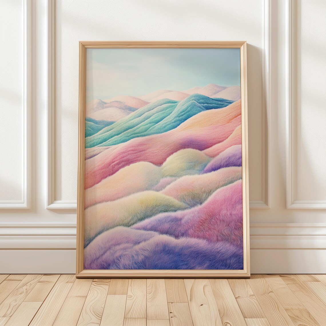Pastel Rainbow Rolling Hills Dreamy Abstract Landscape Poster