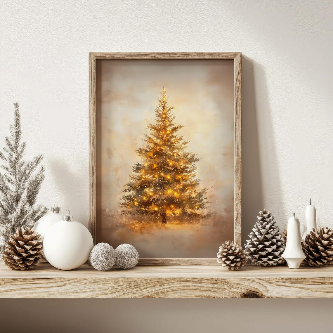 Golden Lit Christmas Tree Warm Winter Holiday Decor Art Poster - Image 7