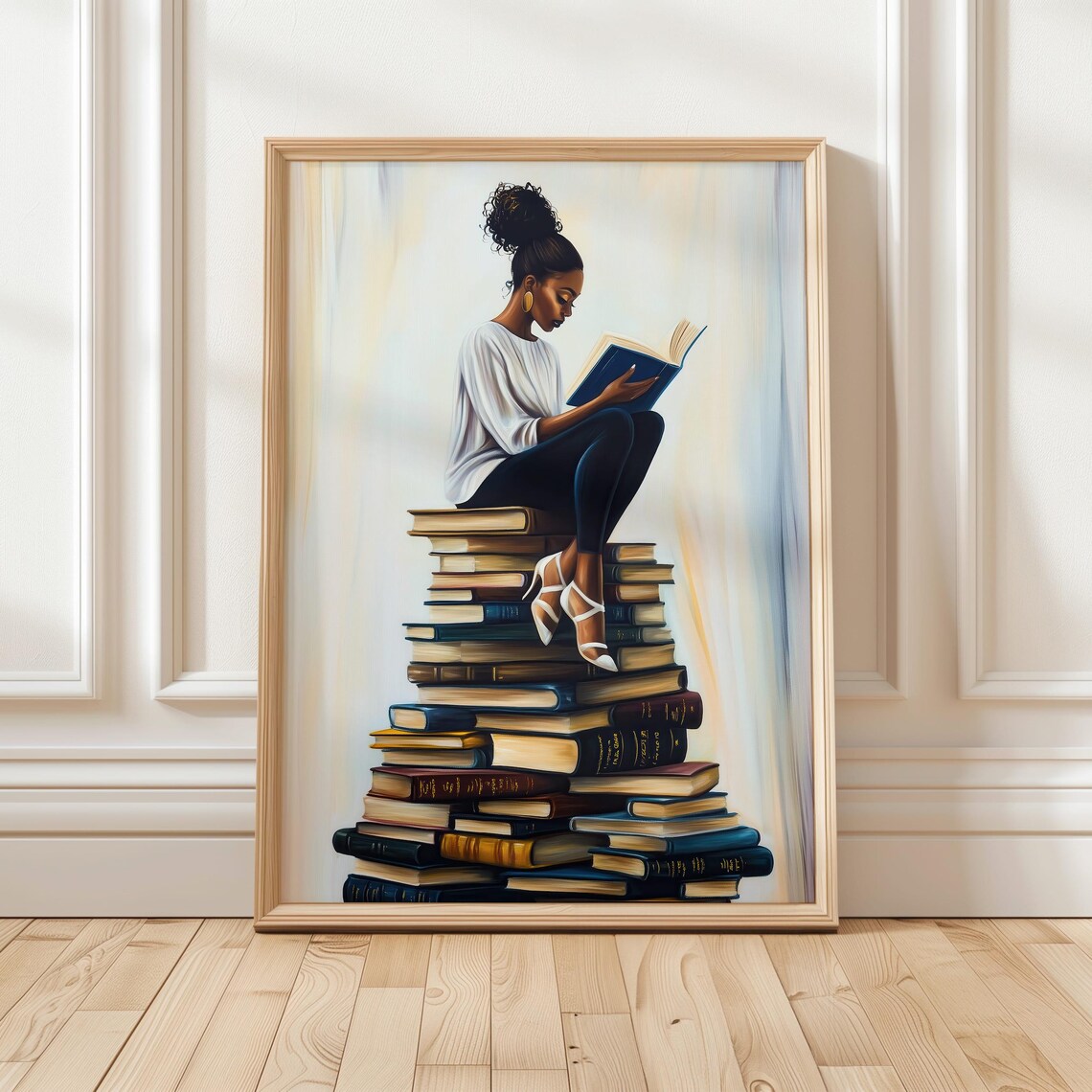 Black Girl Reading Art Print, Bookish Wall Decor
