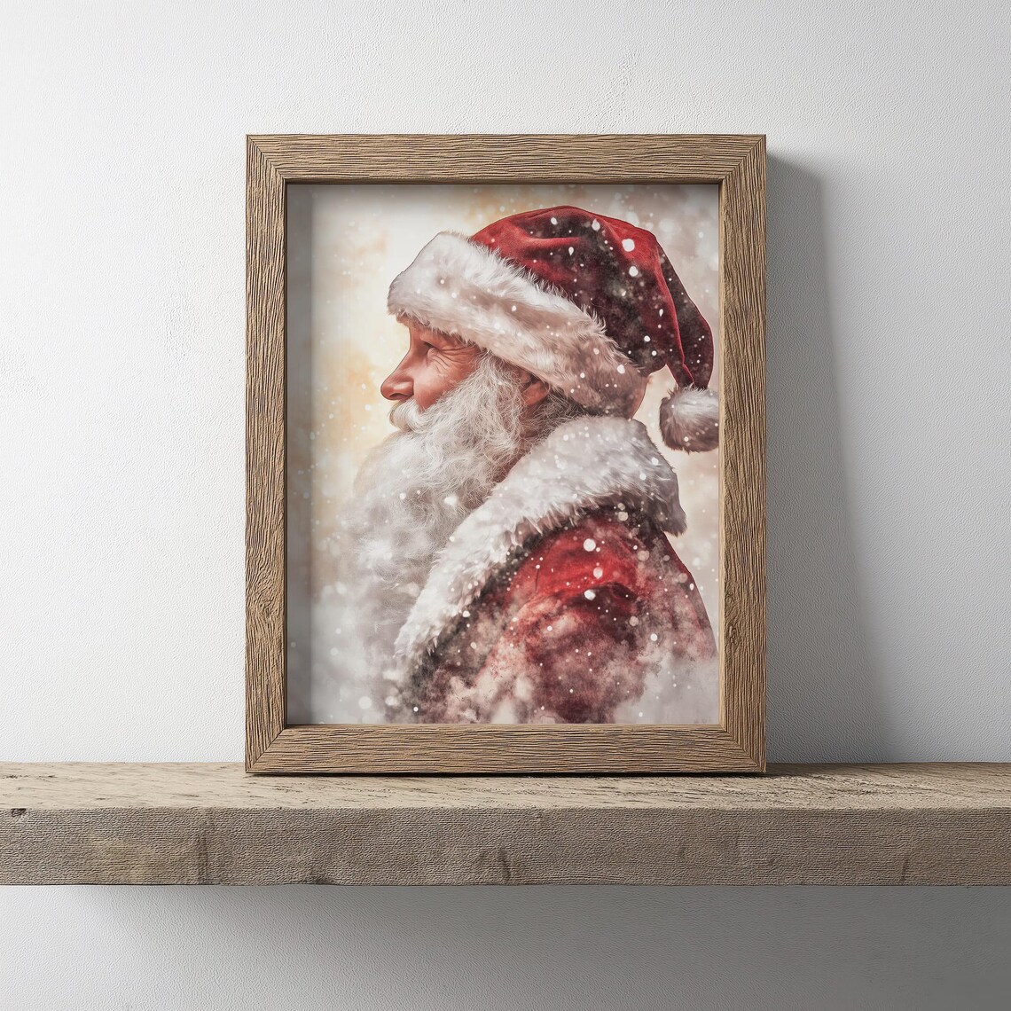Santa Claus Profile Portrait Watercolor Christmas Art Poster - Image 3