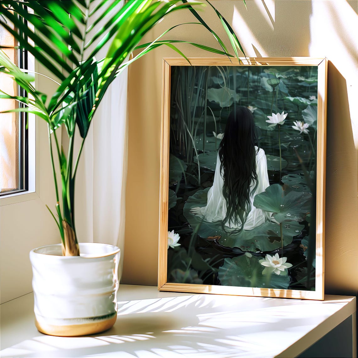 Water Maiden On Lily Pad Lotus Pond Ethereal Fantasy Art Poster - Image 7