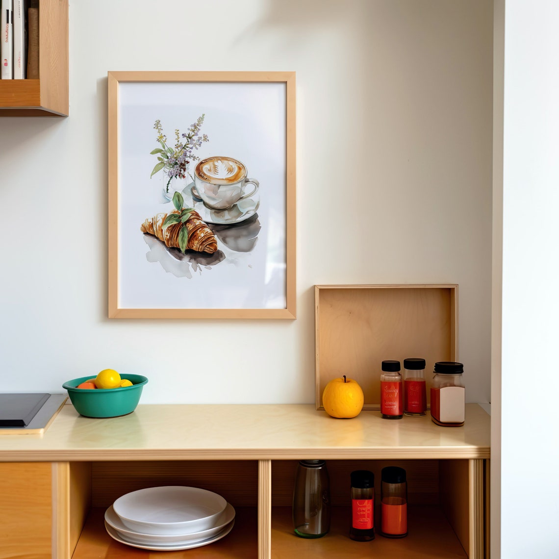 Coffee And Croissant Wall Art Print Kitchen Decor Breakfast Art Print - Image 4