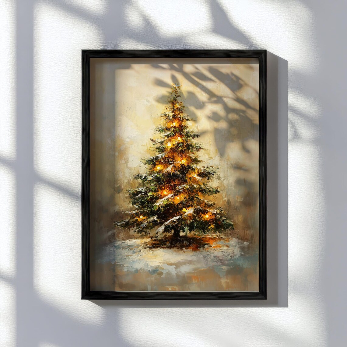 Christmas Tree With Star Lights Snowy Winter Holiday Art Poster - Image 4