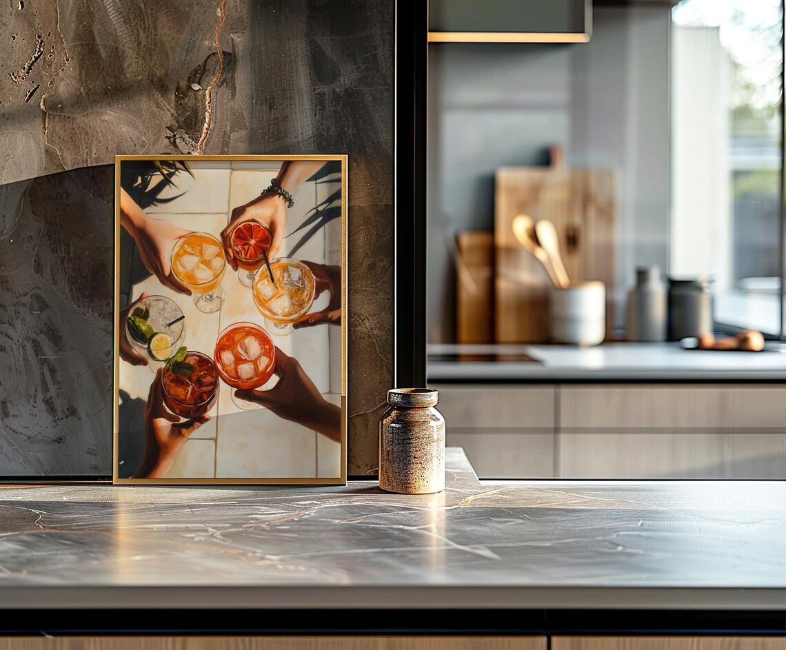 Cocktail Art Print, Trendy Bar Cart Kitchen Decor - Image 4