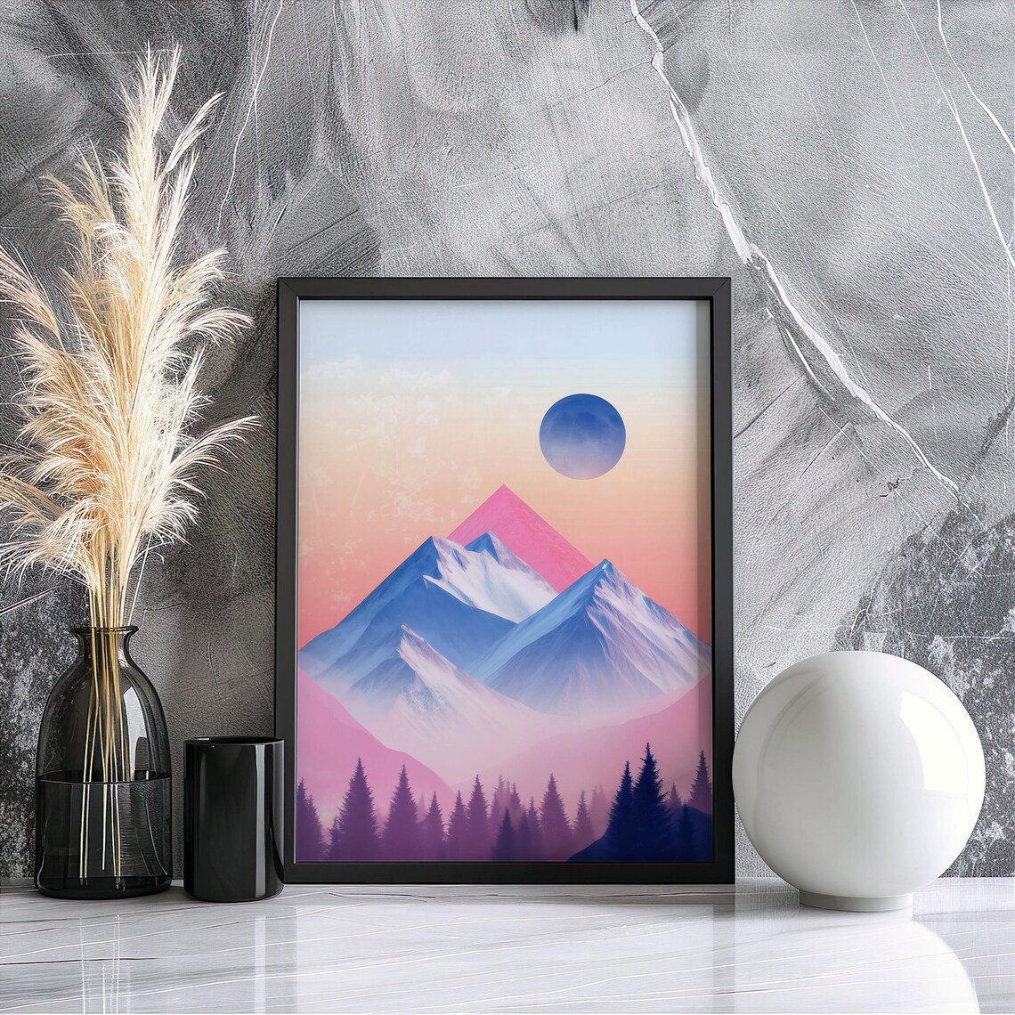 Abstract Mountain Pastel Landscape, Modern Nature Art - Image 4