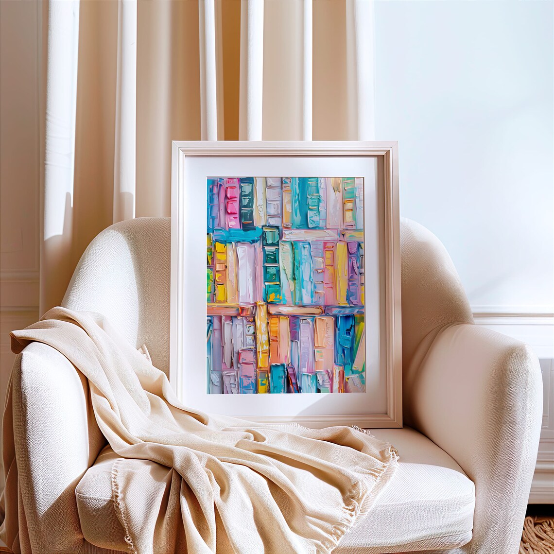 Bookshelf Abstract Art Print, Modern Reading Decor - Image 3