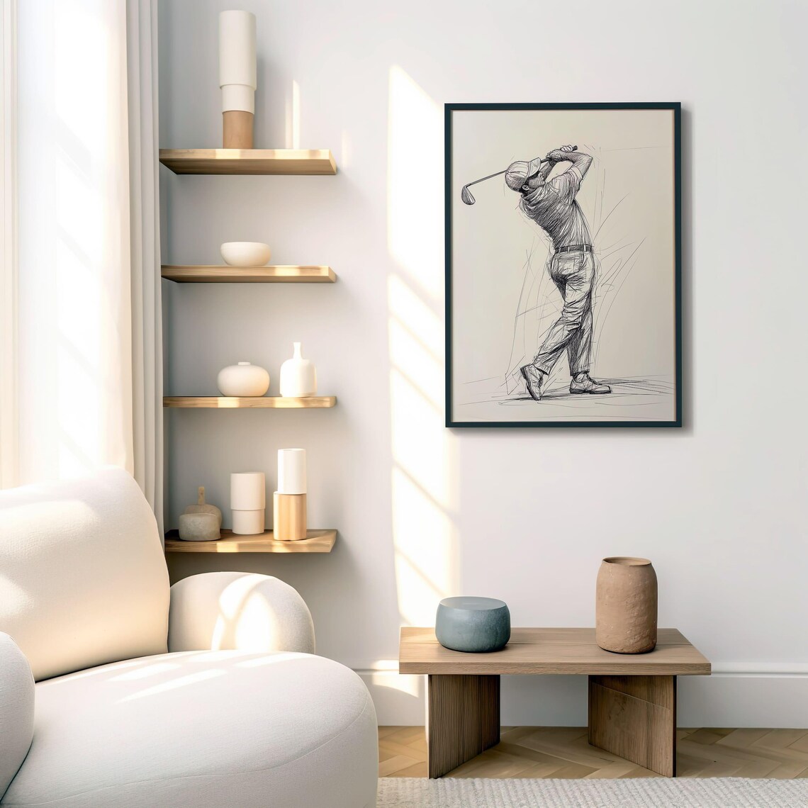 Minimalist Golfer Sketch Art Print Golf Lover Wall Decor Golf Art Modern Golfing Decor - Image 6