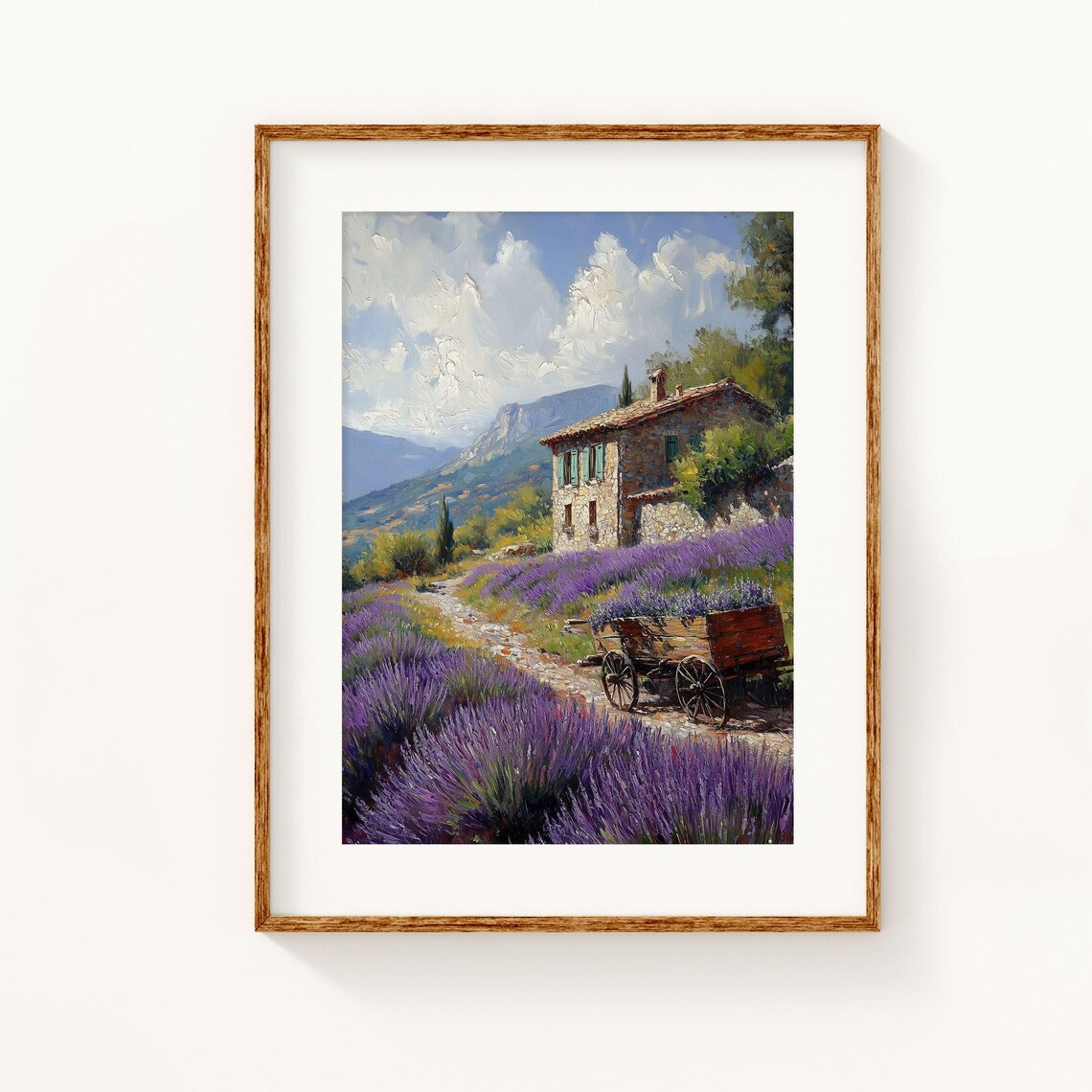 Lavender Field Art Print, Rustic Provence Landscape - Image 3