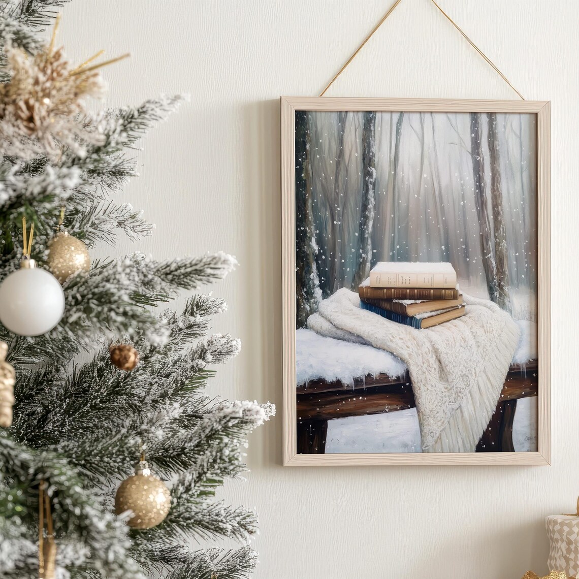 Bookish Winter Art Print, Winter Reading Nook - Image 4