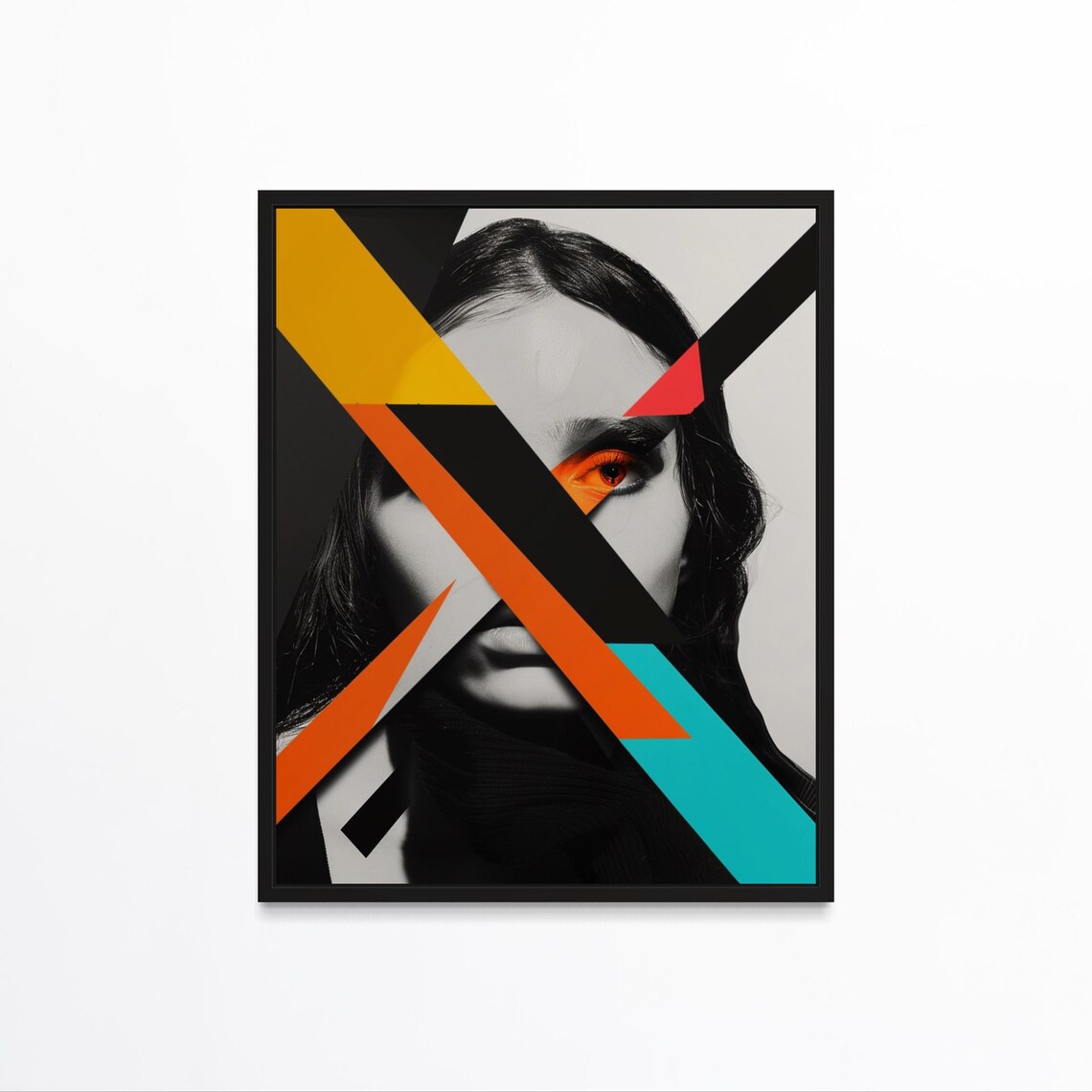 Abstract Geometric Stripes Woman Face Graphic Modern Poster Home Decor
