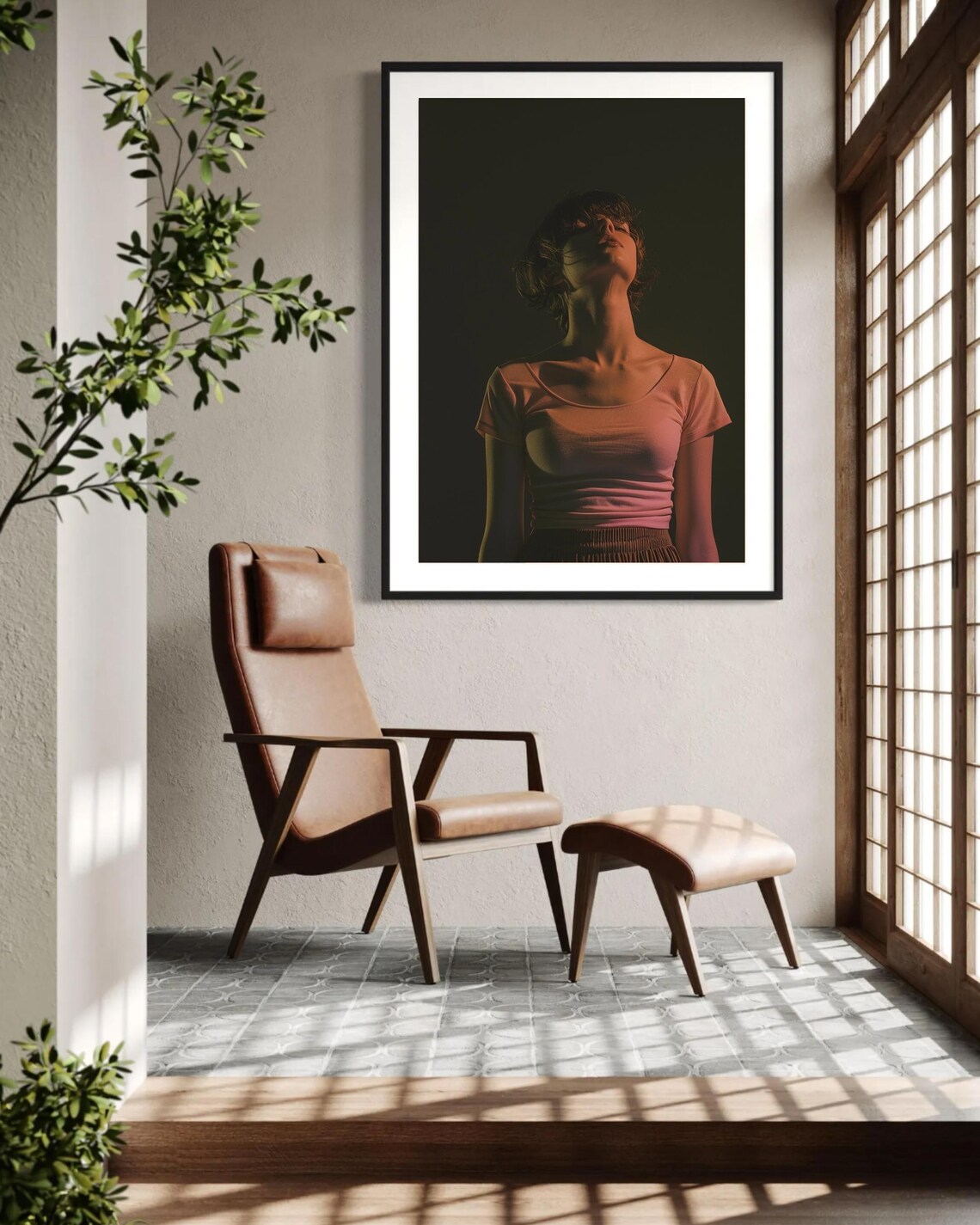 Lonely Woman in Cinematic Darkness Moody Portrait Dark Art Poster - Image 3