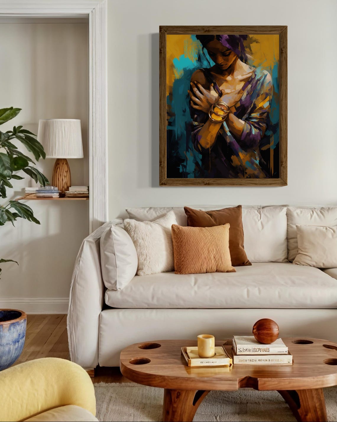 Woman In Purple And Gold With Bangles Expressive Oil Art Poster - Image 4