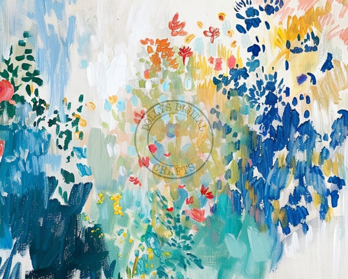 Abstract Floral Garden Brushstroke Painting Soft Botanical Poster - Image 4