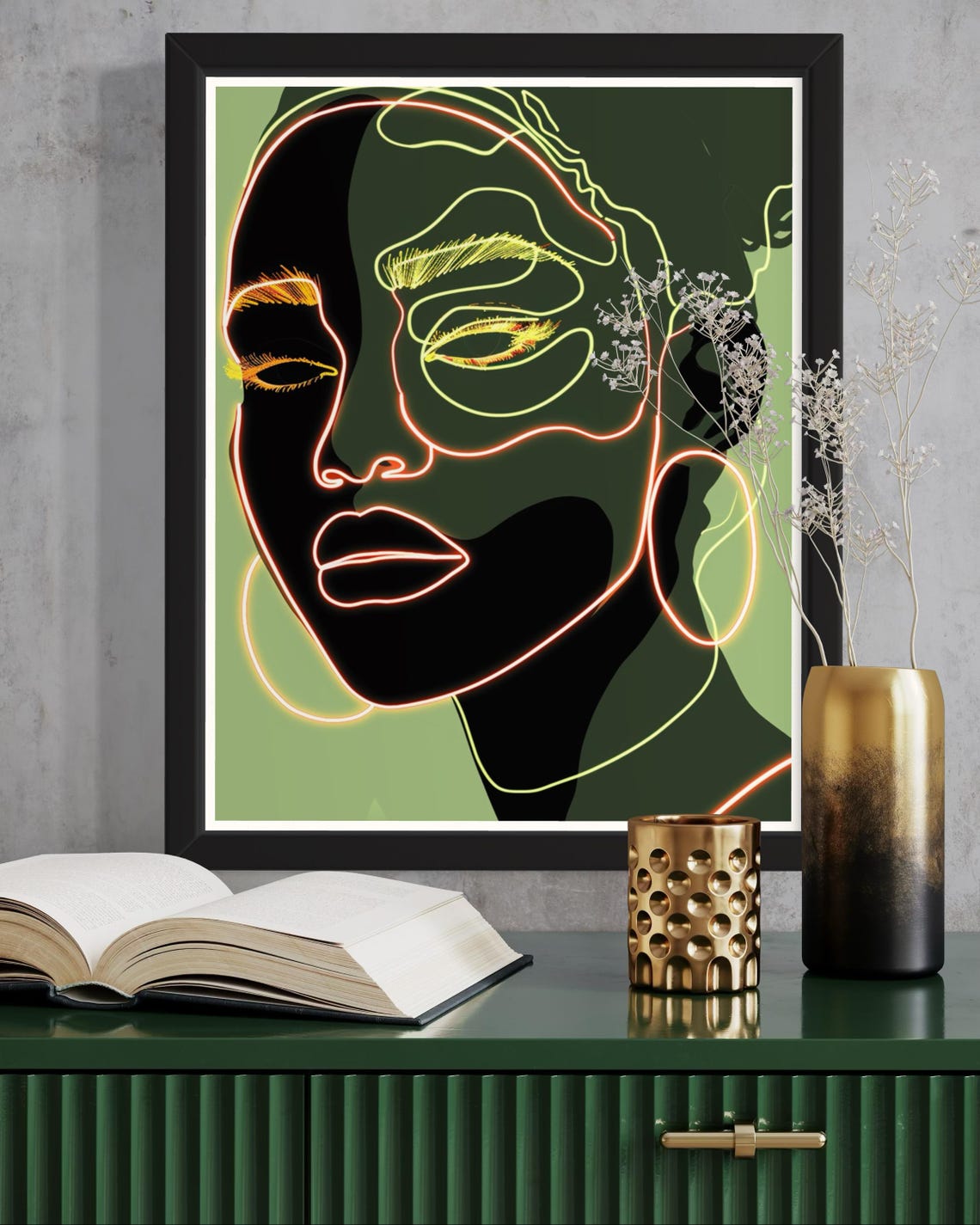 Neon Line Art Woman Portrait Glowing Modern Abstract Wall Art - Image 7